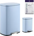 happimess HPM1006H Connor Rectangular 13-Gallon Trash Can with Soft-Close Lid and Free Mini Trash Can, Fingerprint Resistant, Modern, Minimalistic for Home, Kitchen, Office, Bathroom, Tide Pool Blue