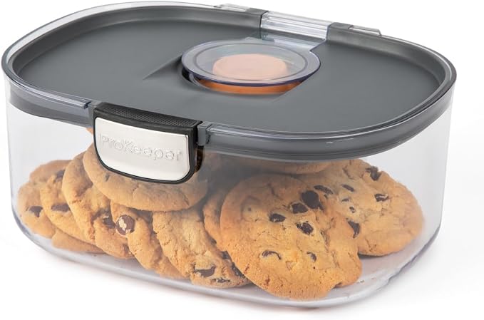 Progressive ProKeeper International Airtight Food Storage Container with Terracotta Disk for Freshness, Stackable & Dishwasher Safe, Ideal for Cookies, Baked Goods, & More, 3 & 5 Quart Set