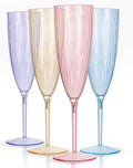 WDF 12PCS Colorful Plastic Champagne Flutes - 6 OZ Colorful Disposable Champagne Flutes - Perfect for Wedding/Party/Birthday