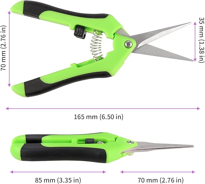 JEUIHAU 8 Pack 6.5 Inches Bud Trimming Scissors, Gardening Hand Pruning Shears with Straight Tip Stainless Steel Blades, Micro Tip Pruning Snips for Trimming Garden Herb Plant Flower, Green