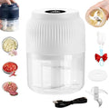 Household Electric Garlic Crusher, Rechargeable Mini Food Chopper with Stainless Steel Blades,One-Touch Portable Electric Garlic Mincer for Onion Ginger Chili,Small Food Processor for Kitchen (White)