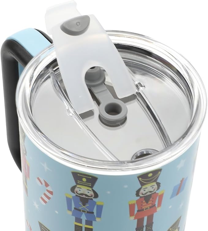 Bioworld Nutcrackers Vacuum Insulated 40 Oz. Stainless Steel Tumbler with Reusable Straw & Leak-Proof Lid Easy Carry Handle for Travel or Home
