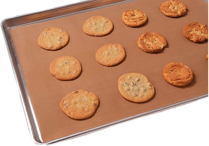 5 Sheets - PTFE Non-Stick Baking Sheet/Pan Liners 6.7 mil thick - Used for Food Processing, Heat Press Transfers, and many other manufacturing uses (Brown, 20" x 20")