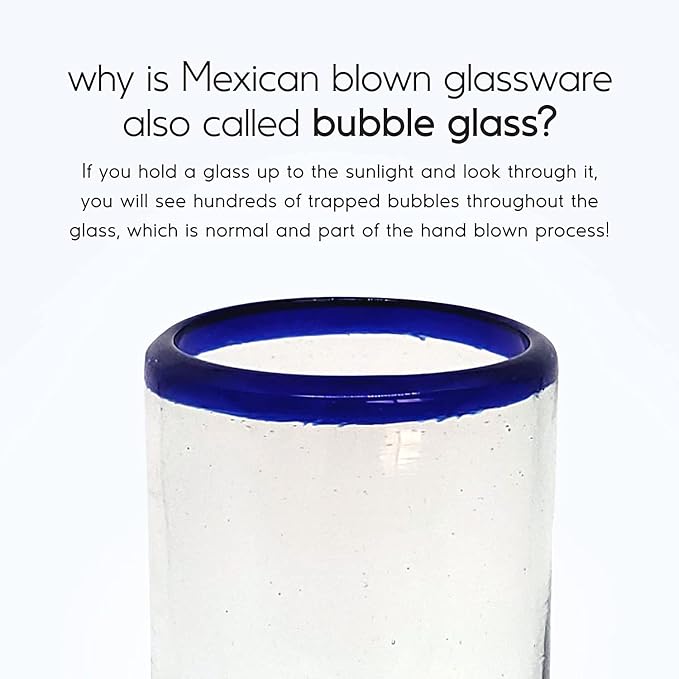 Cobalt Blue Rim 9 oz Juice Glasses (set of 6), Recycled Glass, Lead-free, Toxin-Free (9 oz Juice)