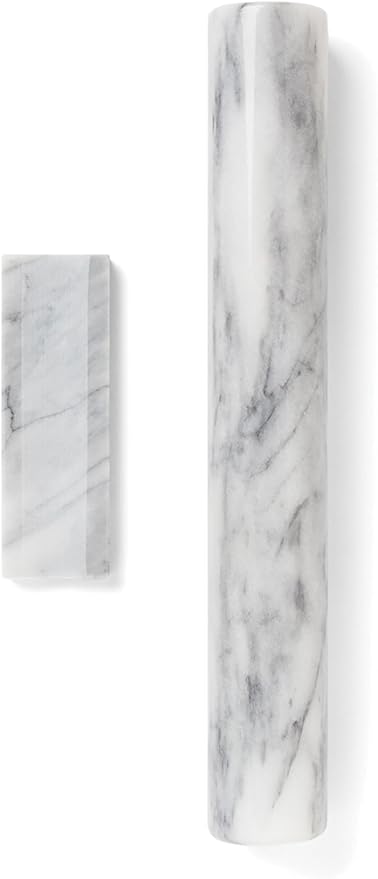 Fox Run French Marble Rolling Pin with Base, White, 3 x 12 x 3 inches