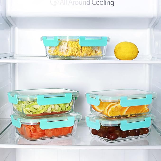 DAS TRUST 10 Pack Glass Meal Prep Containers Microwave Safe Meal Prep Bowls Food Storage Containers Glass Food Prep Containers with Lids Lunch Containers for Adults Meal Prep Lunch Box Bento Boxes