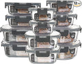 12 Pack Glass Storage Containers Transparent, Stackable Design Meal Prep Containers for Food Storage, Home, Kitchen & Pantry Organization, Microwave/Freezer/Dishwasher Safe