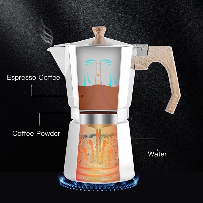 wedrink Stovetop Espresso Maker Aluminum Moka Pot 6 Cups Cuban Coffee Maker Stovetop Coffee Maker Moka Italian Espresso