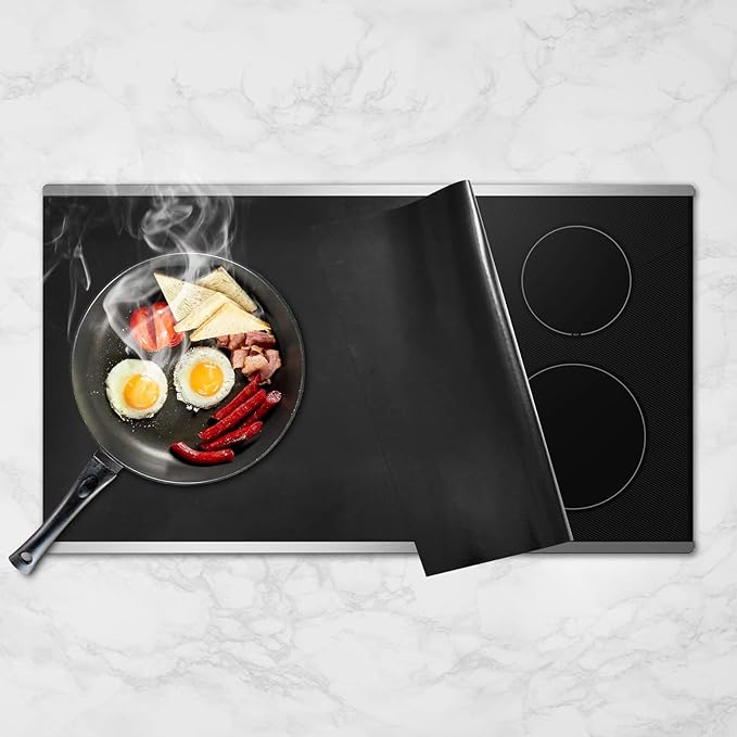 Cook's Aid Induction Cooktop Protector Mat 20.4x30.7 In, (Magnetic) Electric Stove Burner Covers Antiscratch as Glass Top Stove Cover (20.4x30.7 In, Black)