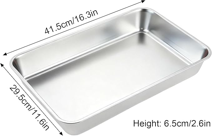 Baking Sheet, Stainless Steel Tray, Dishwasher Leak Pan, Metal Drip Pan for Kitchen Baking, Barbecue, Lab Instrument, Pet Treatment(41.5 * 29.5cm/16.3 * 11.6in)