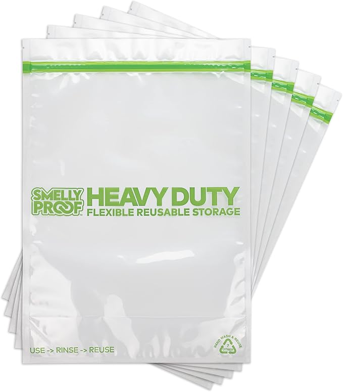 SMELLY PROOF Reusable Clear Odor-Proof Storage Bags - 10-Pack Bundle - Extra Large (12" x 16") & Large (10" x 8.5") - Barrier Technology - Made in the USA