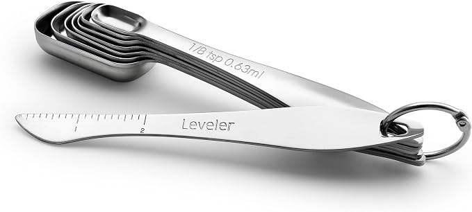 Spring Chef Stainless Steel Measuring Spoons Set of 13 with Leveler, Metal Teaspoon & Tablespoon Measuring Spoons for Cooking & Baking, Fits in Spice Jars, Kitchen Gadgets for Dry & Liquid Ingredients