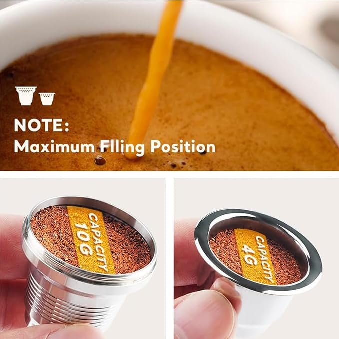 Stainless Steel Coffee Capsules Compatible with L'OR Barista LM8012 / 60 I Refillable Coffee Capsule, Reusable espresso pods Coffee Capsules, Measuring Spoon + Brush with Tamper (Big + Small