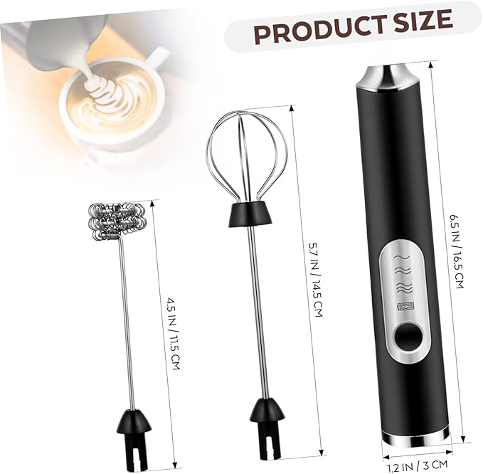 VALICLUD Portable Stainless Steel Electric Milk Frother Handheld Drink Mixer with Whisk Heads for Coffee Foam and Egg Whipping Speed USB Rechargeable Low Noise Foam Maker for Home and
