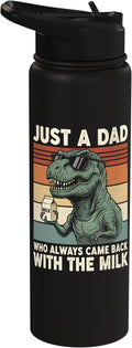 T-Rex Dad Who Always Came Back With The Milk Retro Sunset Stainless Steel Insulated Water Bottle