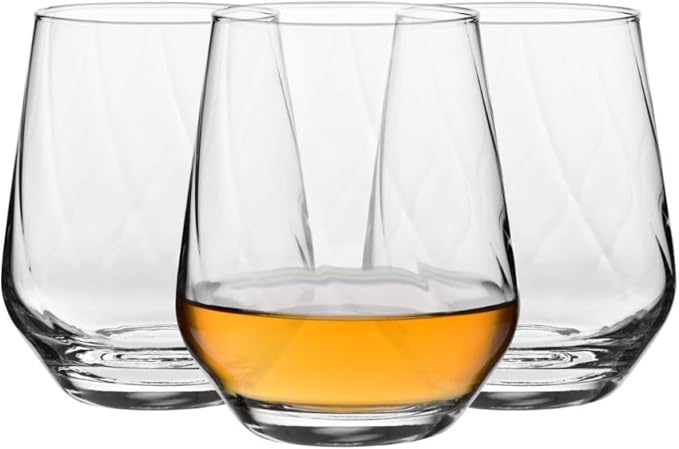 Krosno Textured Drinking Glasses ,Set of 3, Water and Juice, Wine and Cocktails,14,54 fl. oz, Splendour LUMI Collection, Ideal for Everyday Use, Drinking Glasses, Dishwasher Safe, Made in Europe