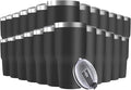 30oz Stainless Steel Travel Mug with Lid, 25 Pack Double Wall Vacuum Insulated Bulk Tumbler, Powder Coated Coffee Cup Suitable for Vehicle Cup Holders (Black)