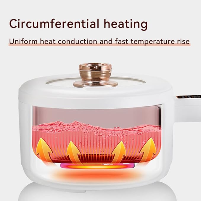 Drizzle Electric Hot Pot Cooker Steamer 1.8L Multifunctional Nonstick Pan Dormitory Office Portable Ramen Cooker Steamer Boil Dry Protection Suitable For Noodles Steak Cooker Eggs StirFrying