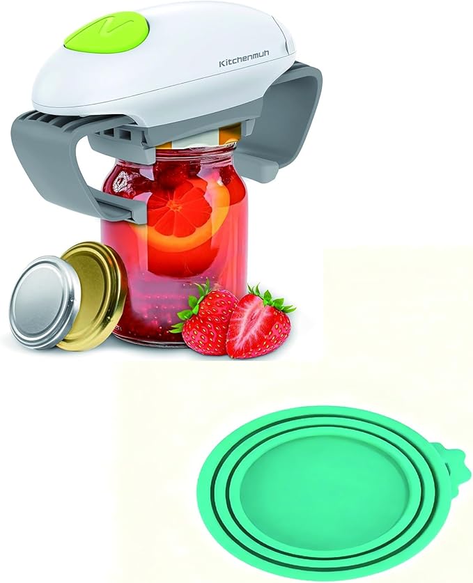 Reusable Silicone Can Lids, Higher Torque Electric Jar Opener for Seniors with Arthritis Fit Almost Jars Size