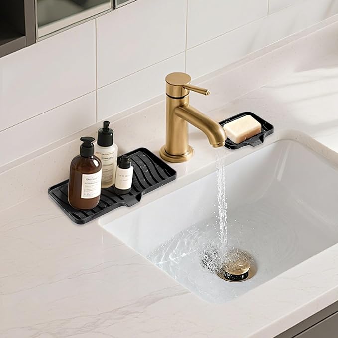Silicone Dish Drying Mat for Kitchen Counter, Dish Drying Pad, Non-Slip Drain Pad with Built-in Drain, Heat Resistant Stone Drying Mat