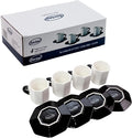 Bacimi® Mini Ceramic Espresso Cups with Saucer - Set of 4/2.7oz / 80ML - Small Drinking Cups with Handle - Dishwasher & Microwave Safe - Modern Italian Inspired Mugs for Coffee, Cocoa