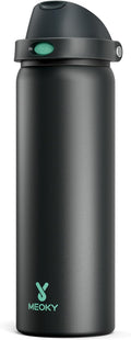 32 oz Insulated Water Bottle for Sports: Meoky Stainless Steel Water Bottle with 2-in-1 Straw and Spout Lid - Leak Proof, Cold for 24 Hours, Protective Silicone Base, BPA-Free for Gym, Foggy Tide