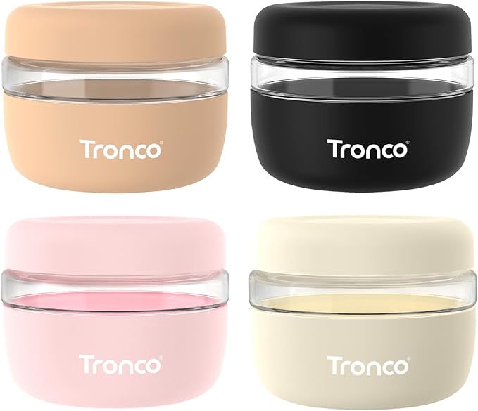 Tronco 16 oz Glass Food Storage & Lunch Bowl Containers with Airtight Lids | Leak & Spill Proof Meal Prep Container & Food Storage Jar for Lunch, Salad, Oats, Soup, BPA-Free, Microwave & Dishwasher Safe