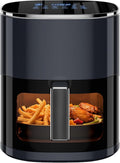 Simple Deluxe 12-in-1 Air Fryer 6.34 Qt, Digital Preset Airfryer with Visible Window, Nonstick and Dishwasher-Safe Basket, Air Fry, Roast, Bake, Dehydrate, Fries, 1700W, Black