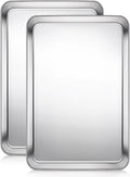 Terlulu Baking Sheet, Cookie Sheet, Stainless Steel Baking Pan, 2 Piece-16''x 12'' x 1'', Sheet Pan for Oven, Jelly Roll Pan, Baking Tray for Baking&Roasting, Nonstick&Nontoxic&Easy Clean