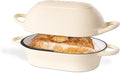 Dutch Oven For Sourdough Bread Baking – Enamelled Cast Iron Bread Loaf Pot – Oven Safe Non Stick Bread Pot – Rectangular, Cream, 24cm x 16cm – by Nuovva
