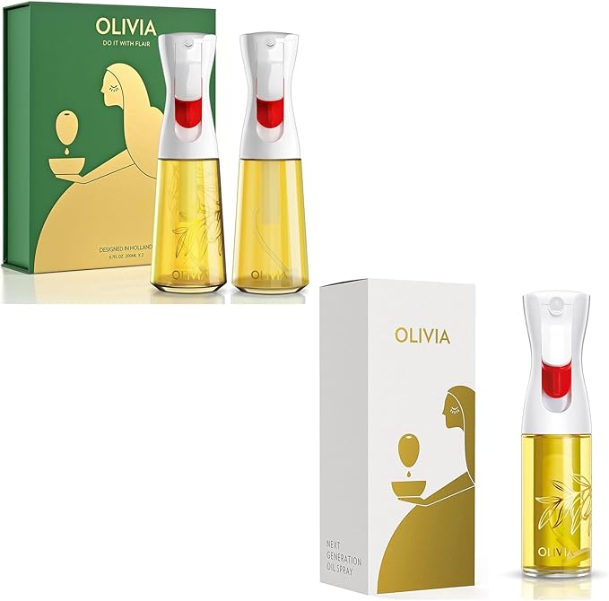 FLAIROSOL OLIVIA Oil Sprayer for Cooking, 2 Pack 200ML and 1 Pack 130ML Glass Oil Sprayer