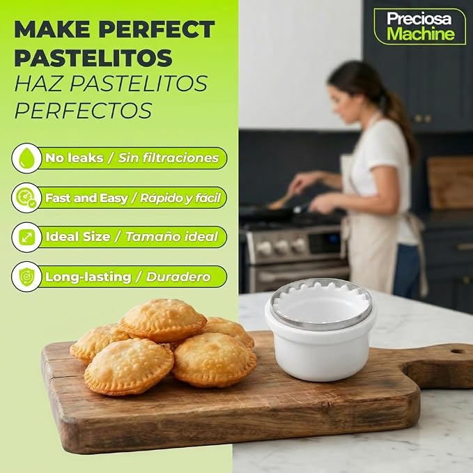 Cortador De Pastelitos Venezolanos [Pack of 2] 9cm and 6.5cm - Sandwich Cutter and Sealer Set - Stainless Steel & Food Grade Plastic Molde Para Pastelitos Venezolanos