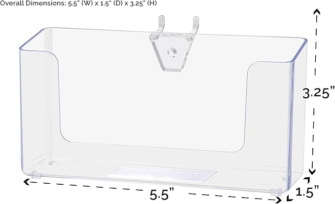Marketing Holders 2 Pack Pegboard Postcard Holder for 5 Inch Wide Printed Advertisement Materials Space Saving Clear Acrylic Display Rack in Retail Stores and Offices No Assembly Required