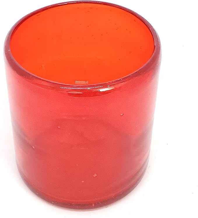 Solid Ruby Red 9 oz Short Tumblers (set of 6), Recycled Glass, Lead-free, Toxin-Free (9oz Tumbler)