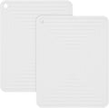 Silicone Trivets for Hot Dishes-Pots and Pans, Flexible Hot Pads for Kitchen, Non Slip Heat Resistant Mats-Pot Holders-Placements, Rectangular Microwave Plate Cover-Trivet Mat Pack 2 White