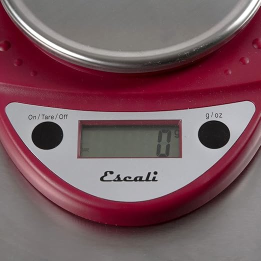 San Jamar Metal Digital Food Scale, Kitchen Scale, Gram Scale with Battery Operated for Cooking, Baking, Meal Prep, Diet Tracking, 11 Pounds, Red