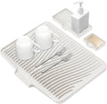Silicone Dish Drying Mat for Kitchen Counter, Dish Drying Pad, Non-Slip Drain Pad with Built-in Drain, Heat Resistant Stone Drying Mat
