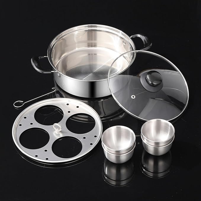 Egg Poacher Pan Stainless Steel 4 Cup Poached Egg Maker Nonstick Poached Egg Maker for Kitchen