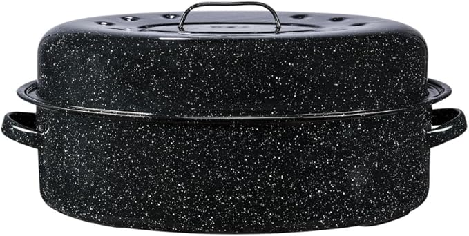 Granite Ware – 19-Inch Covered Oval Roaster - Speckled Black