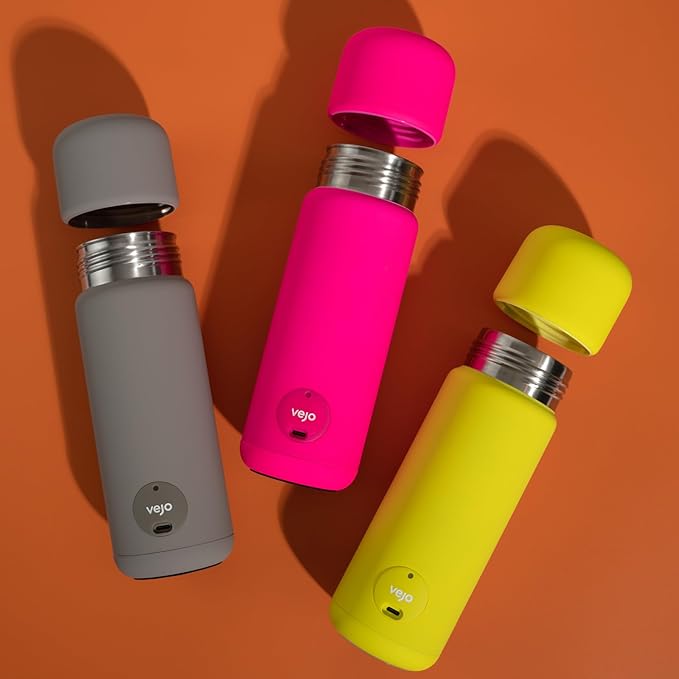 VEJO 12oz Electric Protein Shaker Bottle – USB Rechargeable Powder Mixer for Protein Shakes, Pre-Workout, Creatine | No Clumps, No Ball | 6-Blade Blending | BPA-Free | Gym Bag Travel Size | Orange