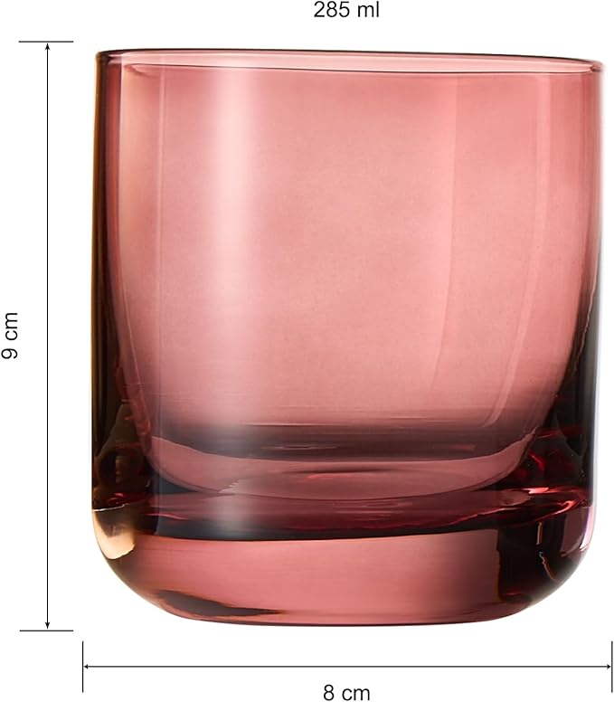 Khen Colored Old-Fashioned Drinking Glasses | Set of 6 | 9.6oz Art Deco Stemmed Glasses for Whiskey, Martini, Cocktail, Champagne, Wine | Muted Pastel Colors