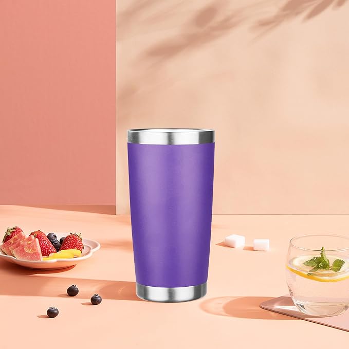 20oz Tumbler with Lid Stainless Steel Insulated Tumblers Travel Coffee Tumbler Bulk Double Wall Vacuum Insulated Water Cup Gifts for Christmas Women Men Her Him Home Office(Purple, 1pack )