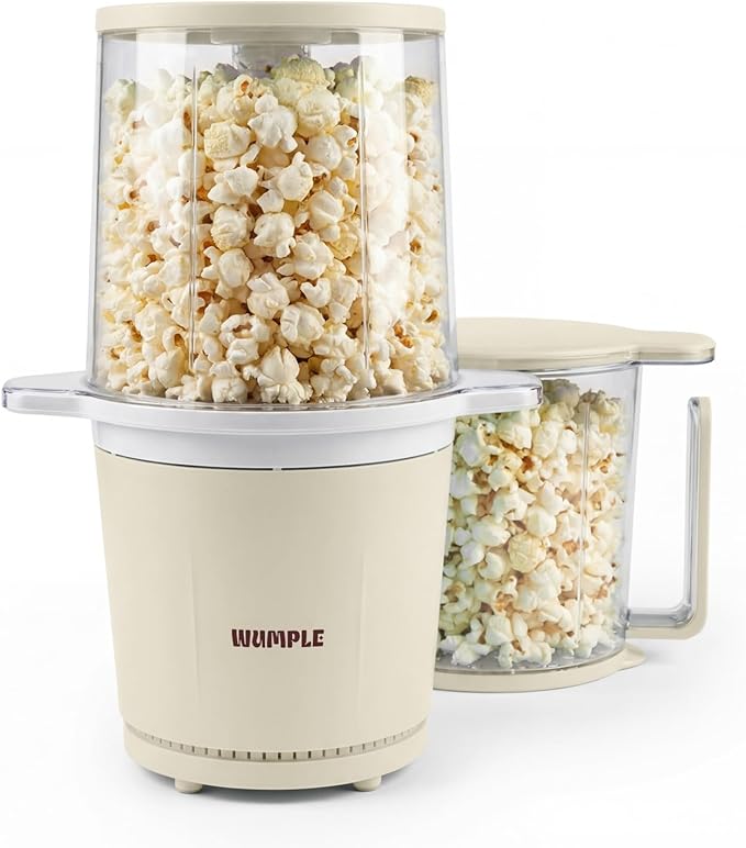 Air Popper Popcorn Machine - 10-Cup Air Pop Popcorn Maker with Measuring Cup - Hot Air Popped Oil-Free Compact Popcorn Popper - Movie Nights & Parties - Cream