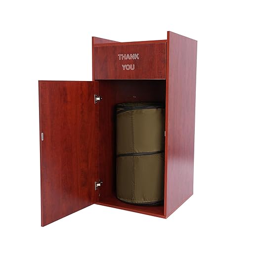 Restaurant Trash Can Cabinet, 30Gallon Commercial Trash Cans with Tray Holder & Canvas Trash Bag, Wooden Garbage Receptacle Indoor Trash Bin for Restaurant Cafeterias Schools Hotel Office Etc