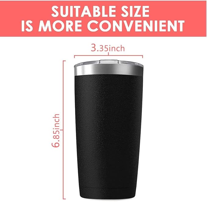 12Pack 20oz Tumbler Vacuum Insulated Travel Mug with Lids, Stainless Steel Double Wall Bulk Cup for Home, Office, Outdoor Suitable for Vehicle Cup Holders （Black）