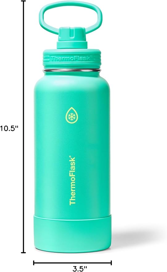 ThermoFlask Insulated Water Bottle with Spout Lid (32 oz, Screamin' Green) - Leakproof, Stainless Steel Water Bottle for Cold & Hot Drinks, Travel & Daily Hydration