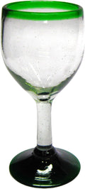 Emerald Green Rim 7 oz Small Wine Glasses (set of 6), Recycled Glass, Lead-free, Toxin-Free (7 oz Small Wine)