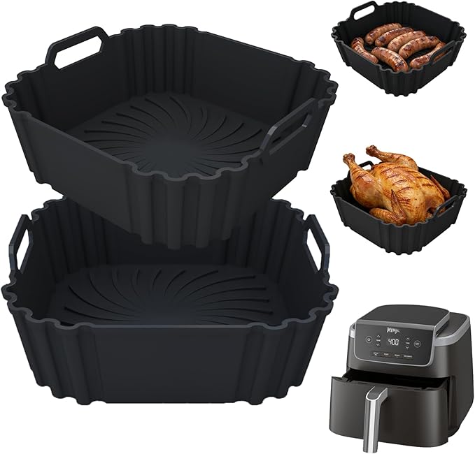 160Pcs 9.5x5 Bread Pan Liners+2 Pack Reusable Silicone Air fryer basket liners