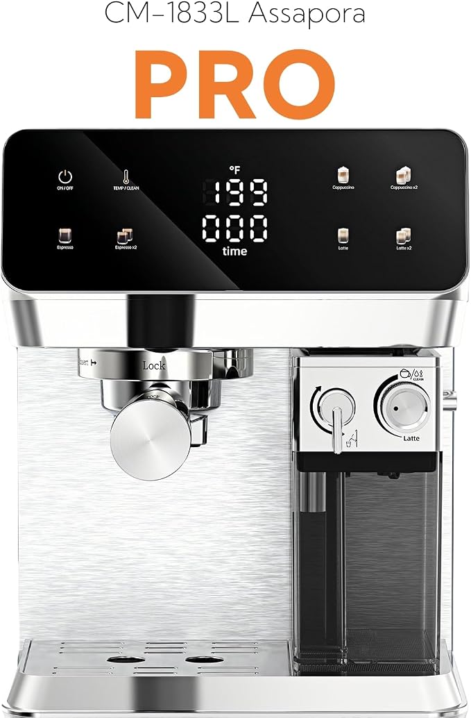 MAttinata Cappuccino Machine, Espresso Machine with Automatic Milk Frother | CM1833L Coffee Maker, IMD Touch Screen, 20 Bar Italian Pump, Dual Boiler, Compact Latte Machine for Home, Stainless Steel