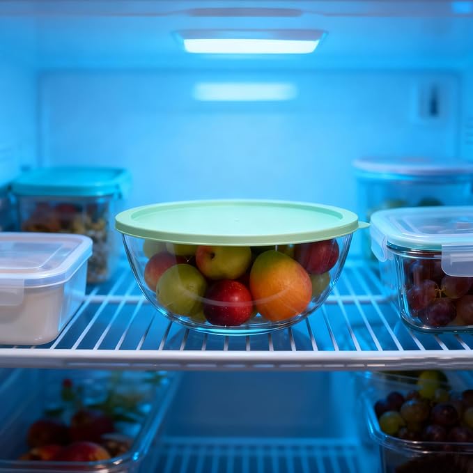 4.7 Qt Extra Large Glass Mixing Bowls, Clear Glass Bowl with Lid, Big Salad Bowl for Salad Fruit Bread Storage (4.7qt)